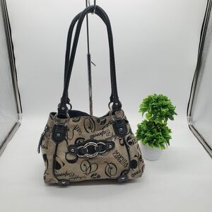 ♡ Sophia Caperelli Monogram Shoulder Bag 10"x13" Cotton with Leather Trim